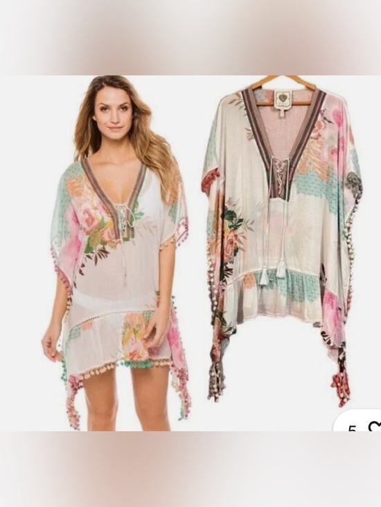 Z&L Europe Other - Floral Pom-Pom Women’s Swim Coverup Tunic - Pastel Floral